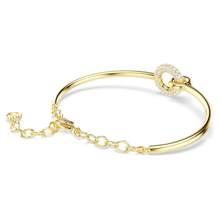 Dextera bangle Round cut, White, Gold-tone plated